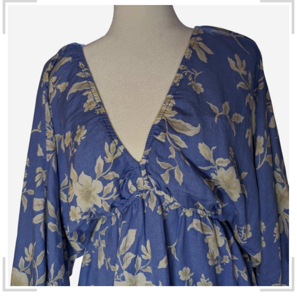 Pre-owned Free People Blue Floral Mini Dress - Picture 6 of 8